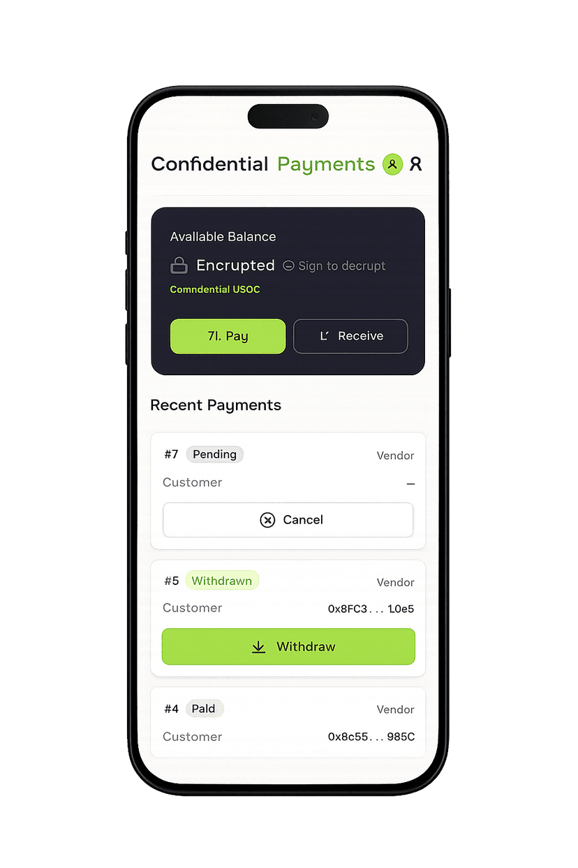 Confidential Payments app